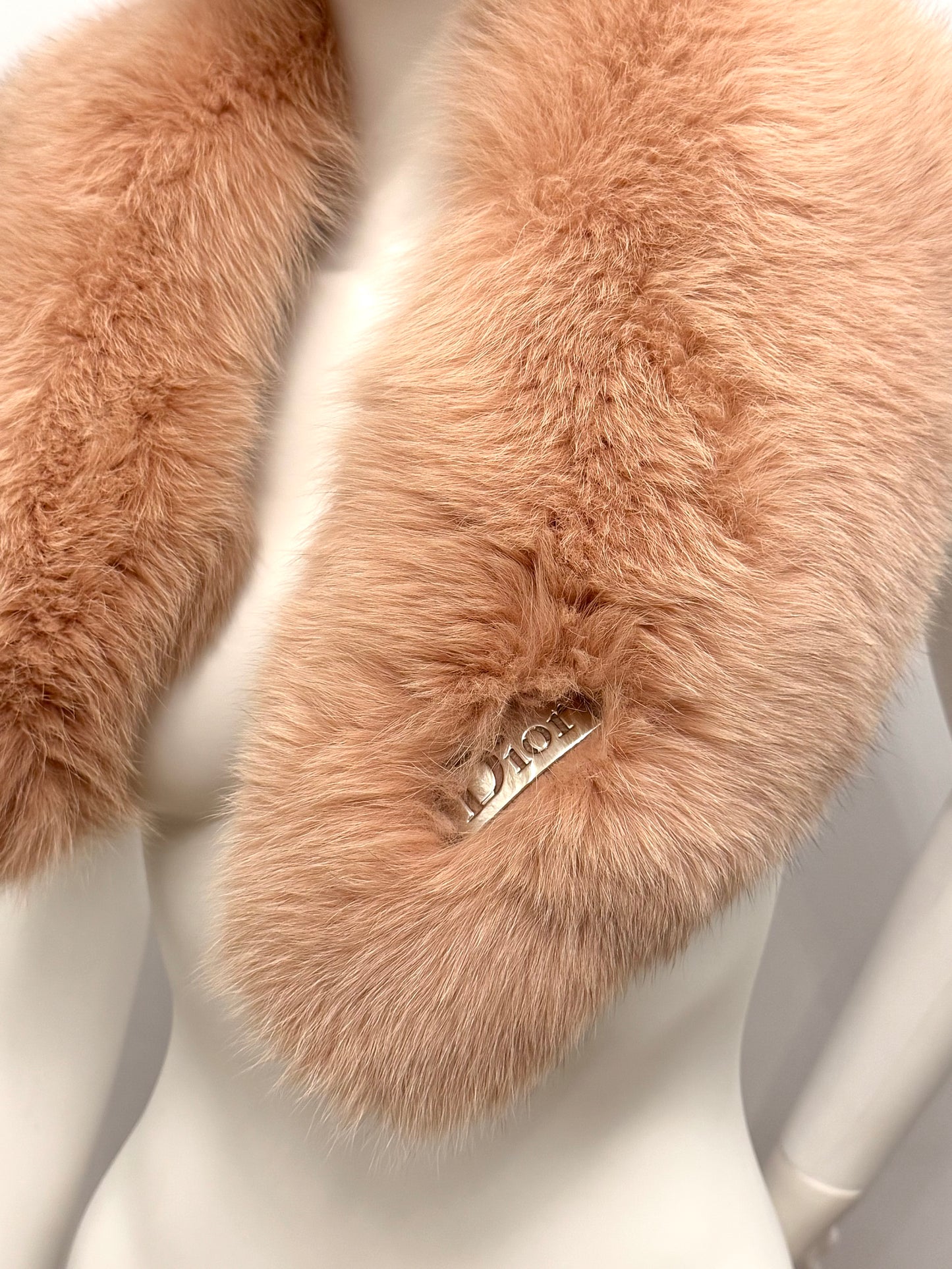Christian Dior by John Galliano Fall 2004 Pink Fox Fur Collar with Leopard Silk Lining and Dior Logo Hardware