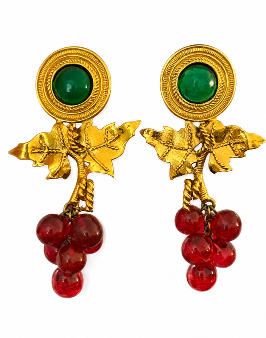 Museum-Worthy CHANEL 1986 Gripoix Grape Cluster Earrings by Victoire de Castellane - Haute Couture Collector's Piece