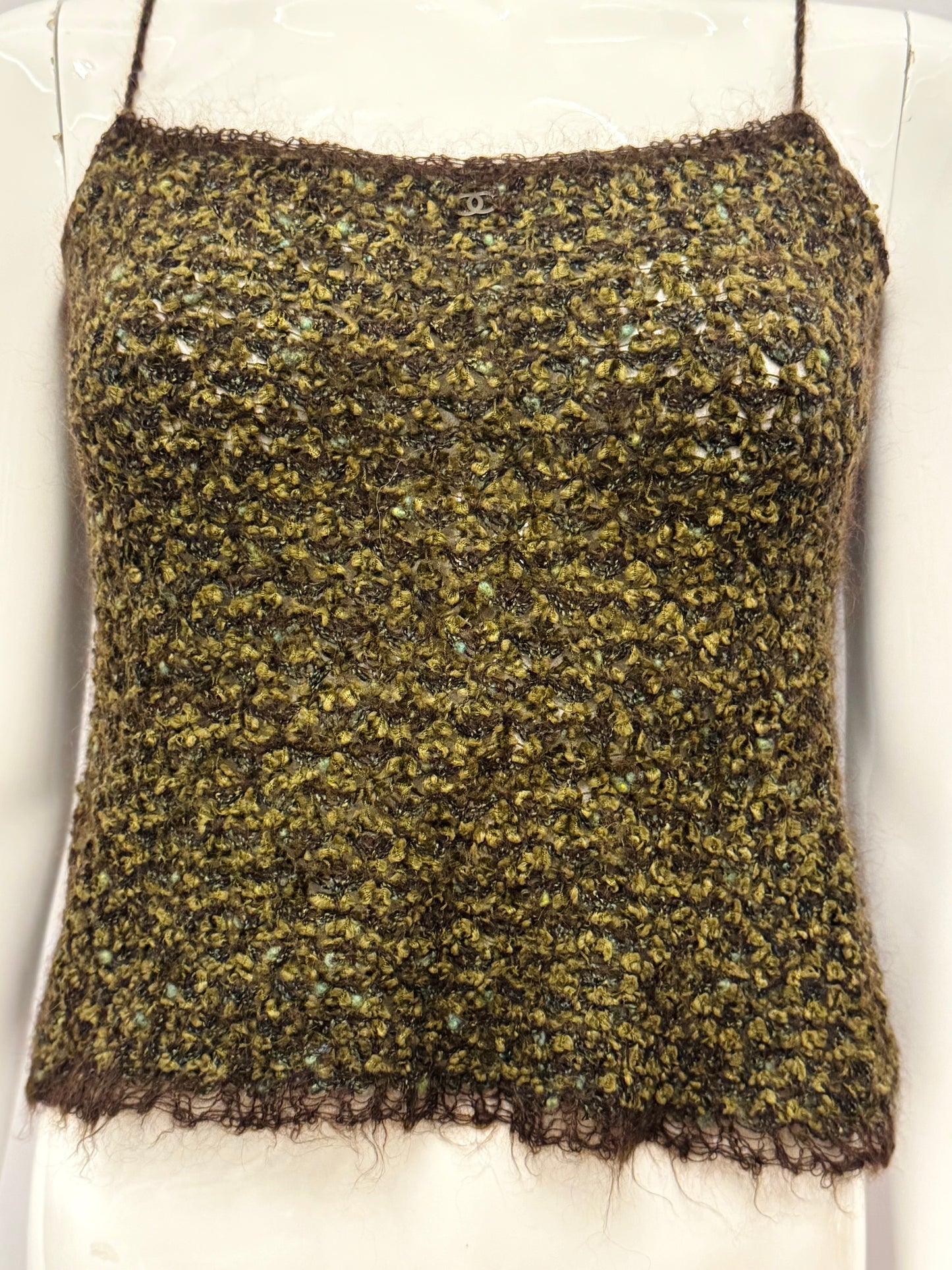 Rare Chanel Fall/Winter 1998 Mohair Bouclé knit Camisole Top - Karl Lagerfeld Archive Piece