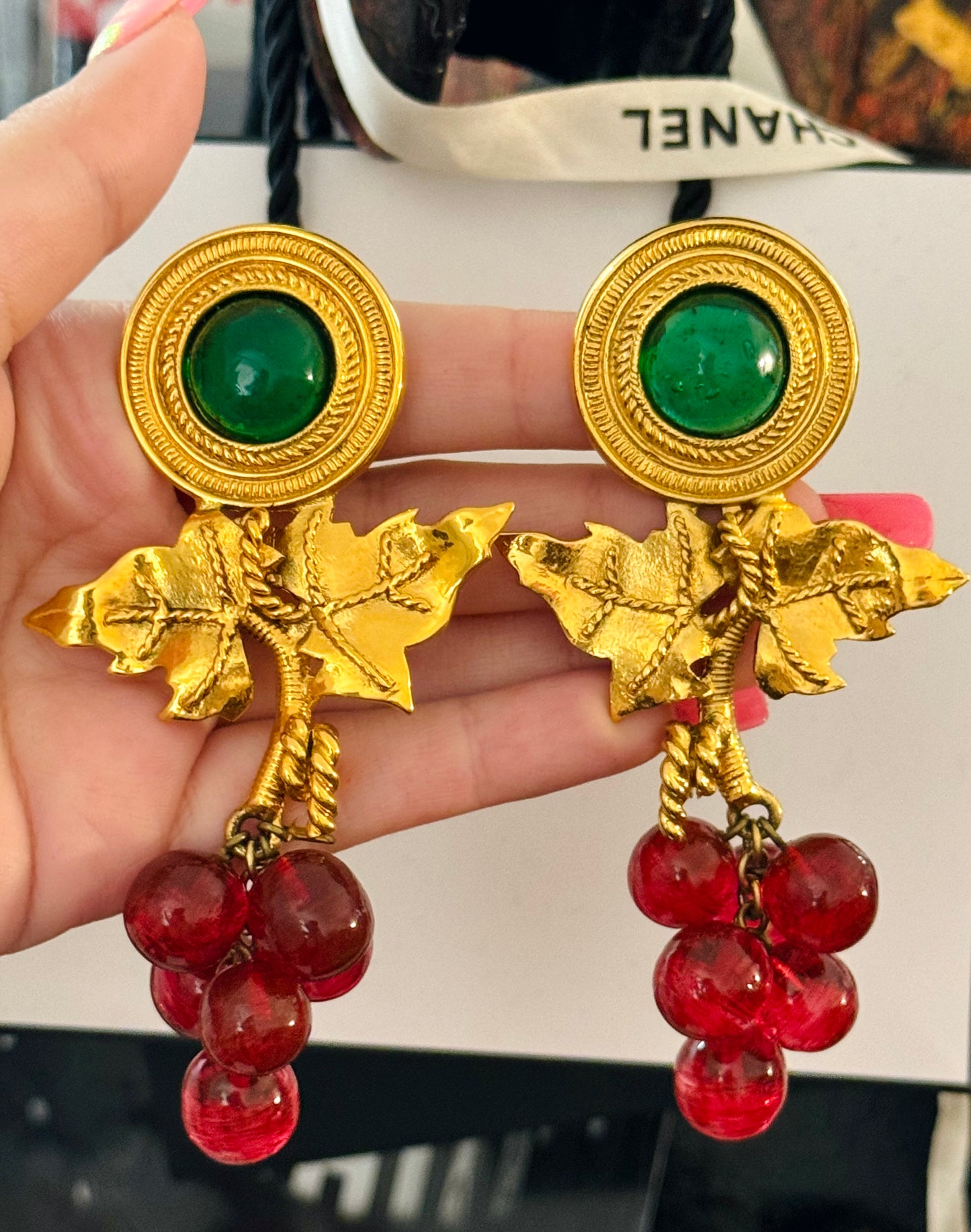 Museum-Worthy CHANEL 1986 Gripoix Grape Cluster Earrings by Victoire de Castellane - Haute Couture Collector's Piece