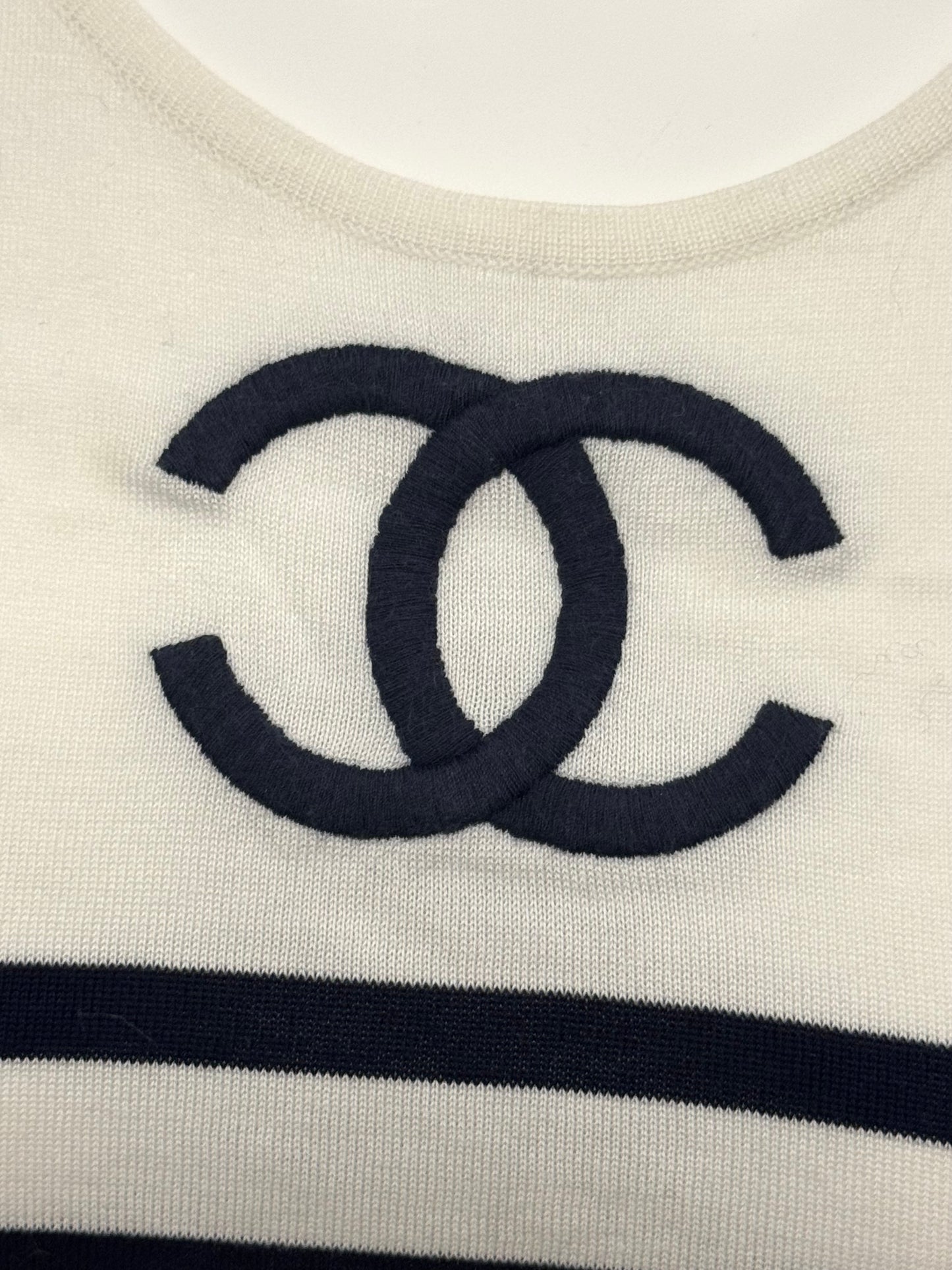 Iconic CHANEL Spring Summer 1994 Runway CC Logo Nautical Knit Top - Featured on the Runway