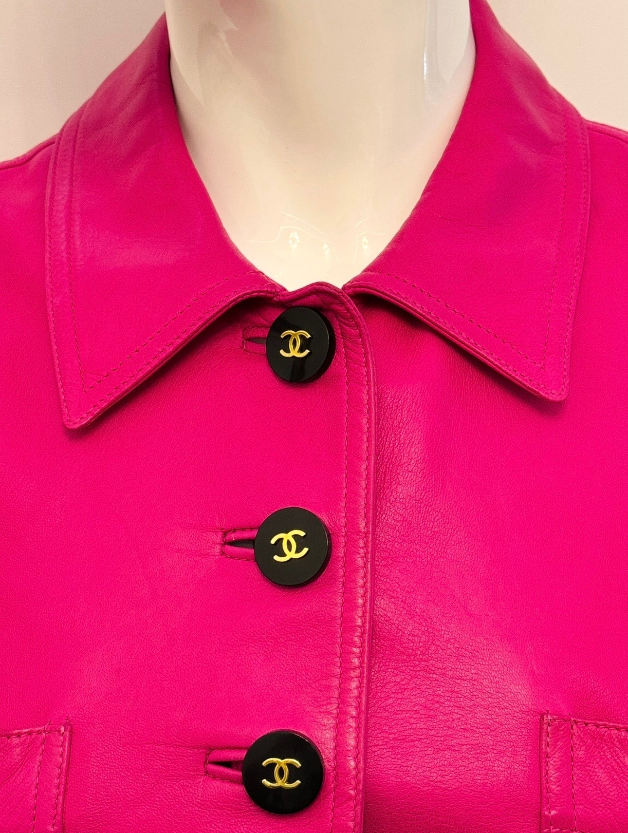 Museum-Worthy CHANEL Spring Summer 1995 Barbie Collection Pink Leather Vest by Karl Lagerfeld