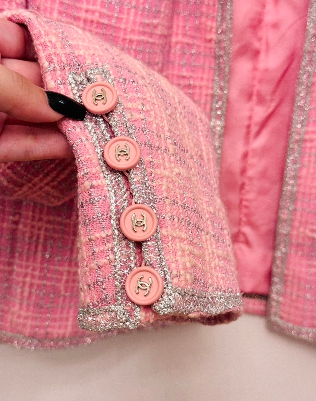CHANEL Spring/ Summer 1997 Fantasy Tweed Sparkling Barbie Pink Jacket & Dress Ensemble - Never Worn - Karl Lagerfeld Archive