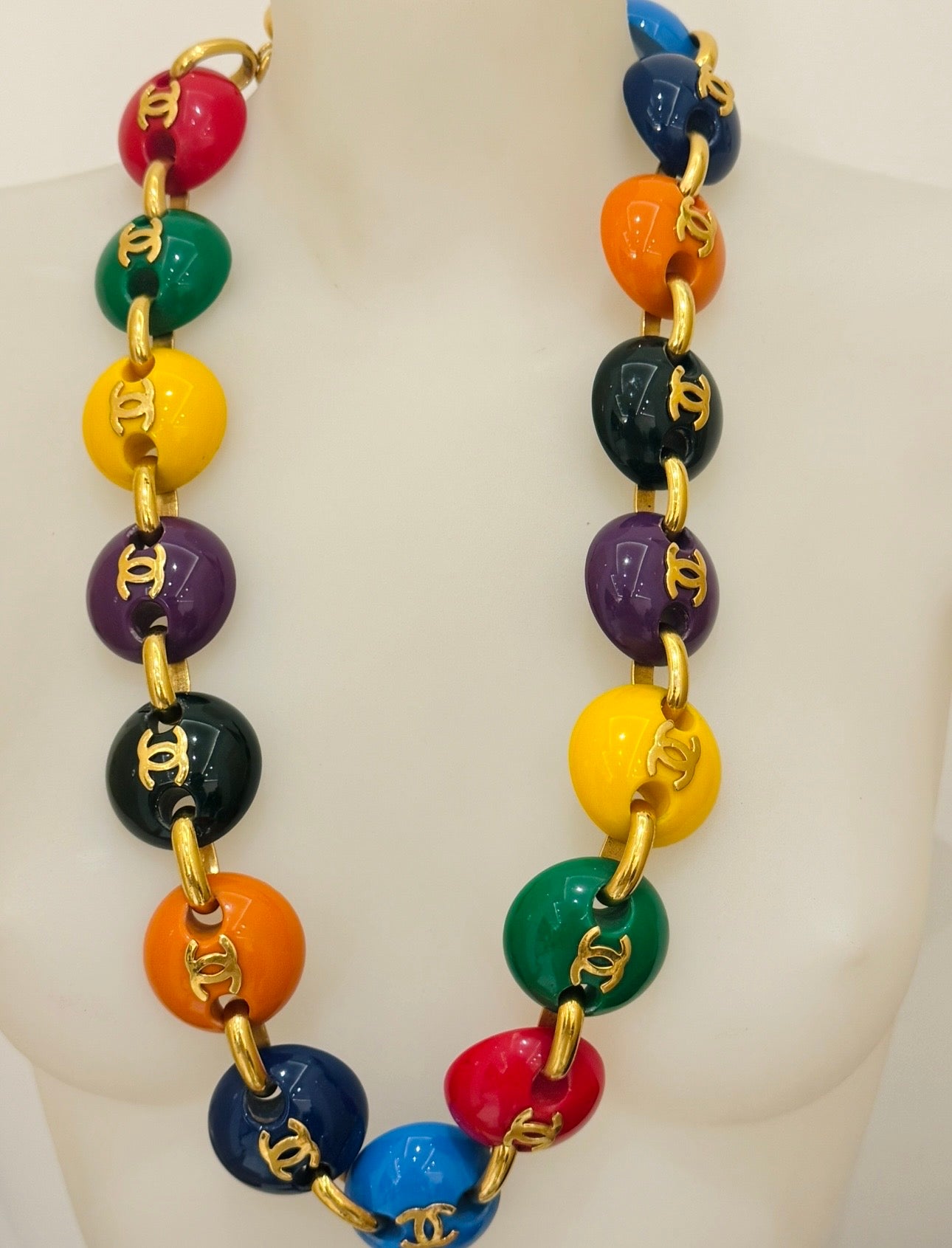 Museum-Worthy CHANEL Spring/Summer 1991 "Candy Button" Bonbons Skittles M&M Belt Necklace - Seen on Miley Cyrus - One of Karl Lagerfeld's Most Iconic Archive Jewels