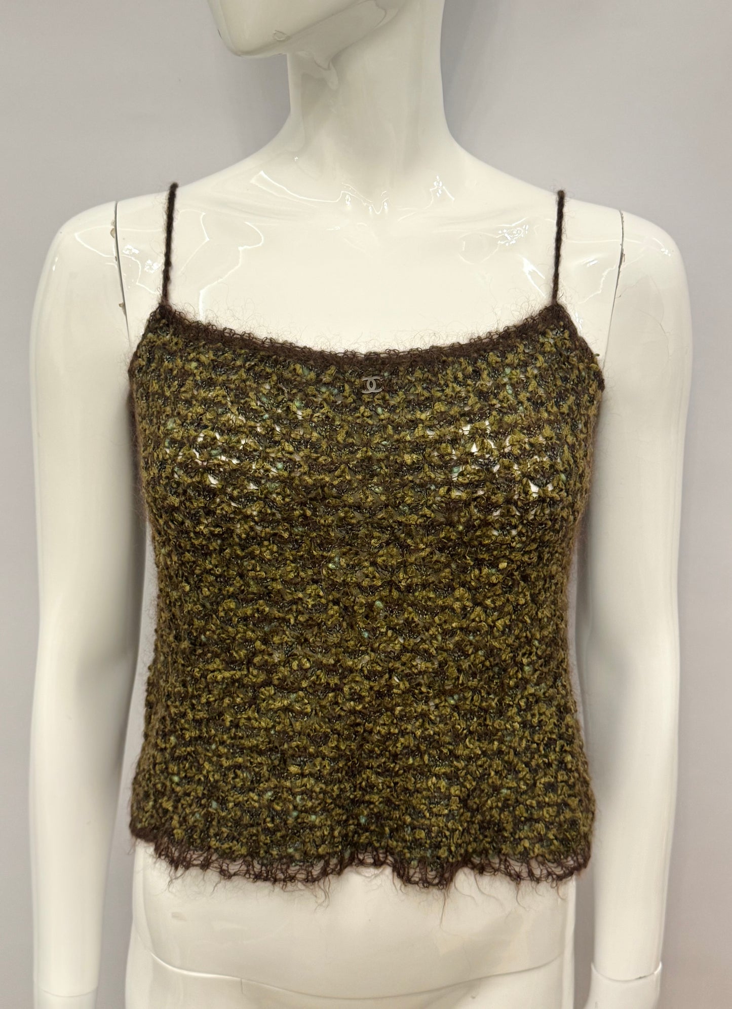 Rare Chanel Fall/Winter 1998 Mohair Bouclé knit Camisole Top - Karl Lagerfeld Archive Piece