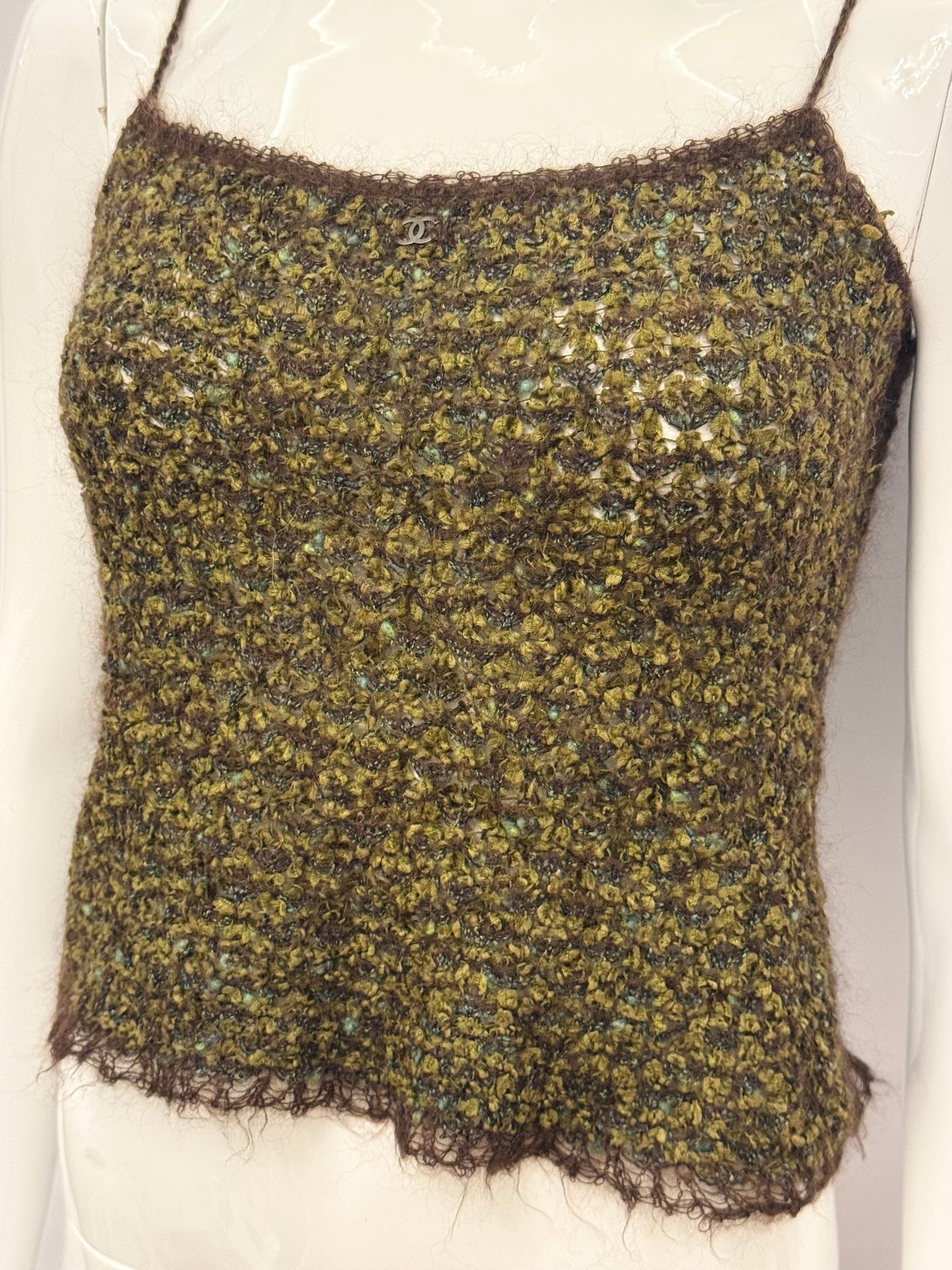 Rare Chanel Fall/Winter 1998 Mohair Bouclé knit Camisole Top - Karl Lagerfeld Archive Piece