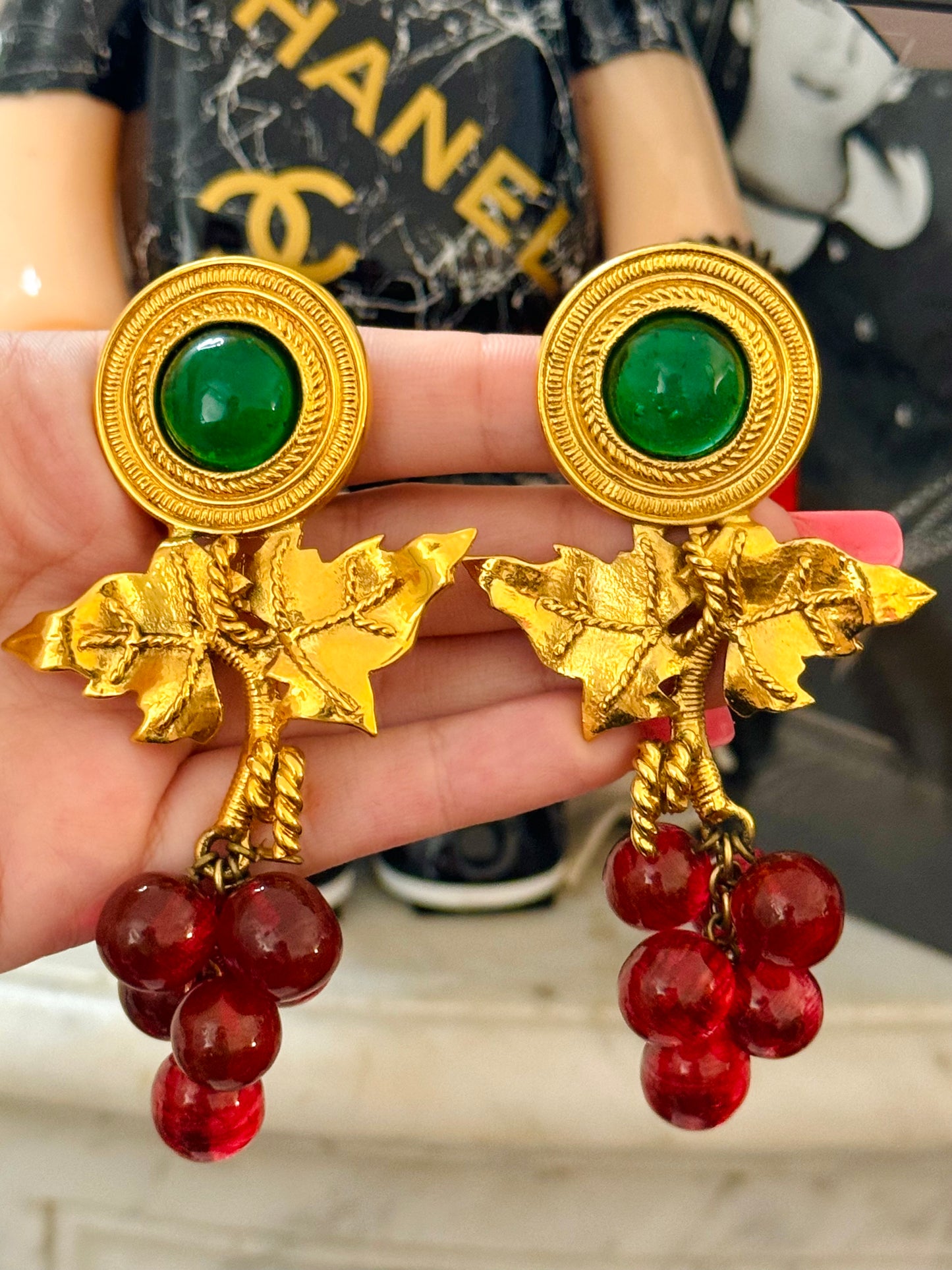 Museum-Worthy CHANEL 1986 Gripoix Grape Cluster Earrings by Victoire de Castellane - Haute Couture Collector's Piece