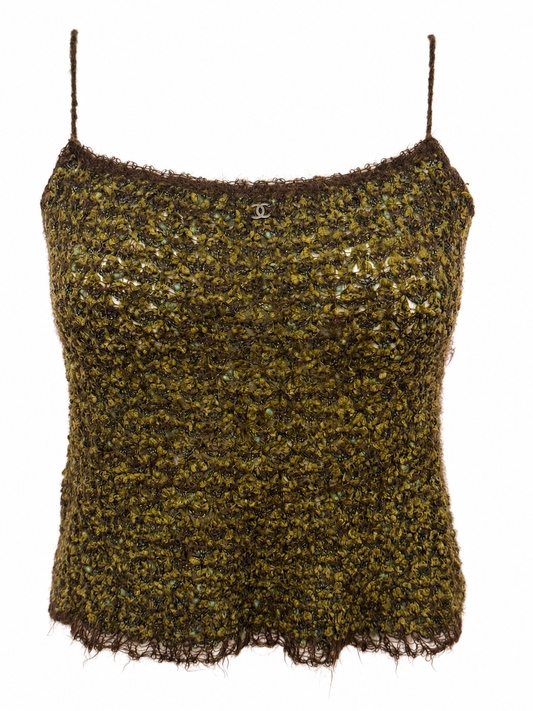 Rare Chanel Fall/Winter 1998 Mohair Bouclé knit Camisole Top - Karl Lagerfeld Archive Piece