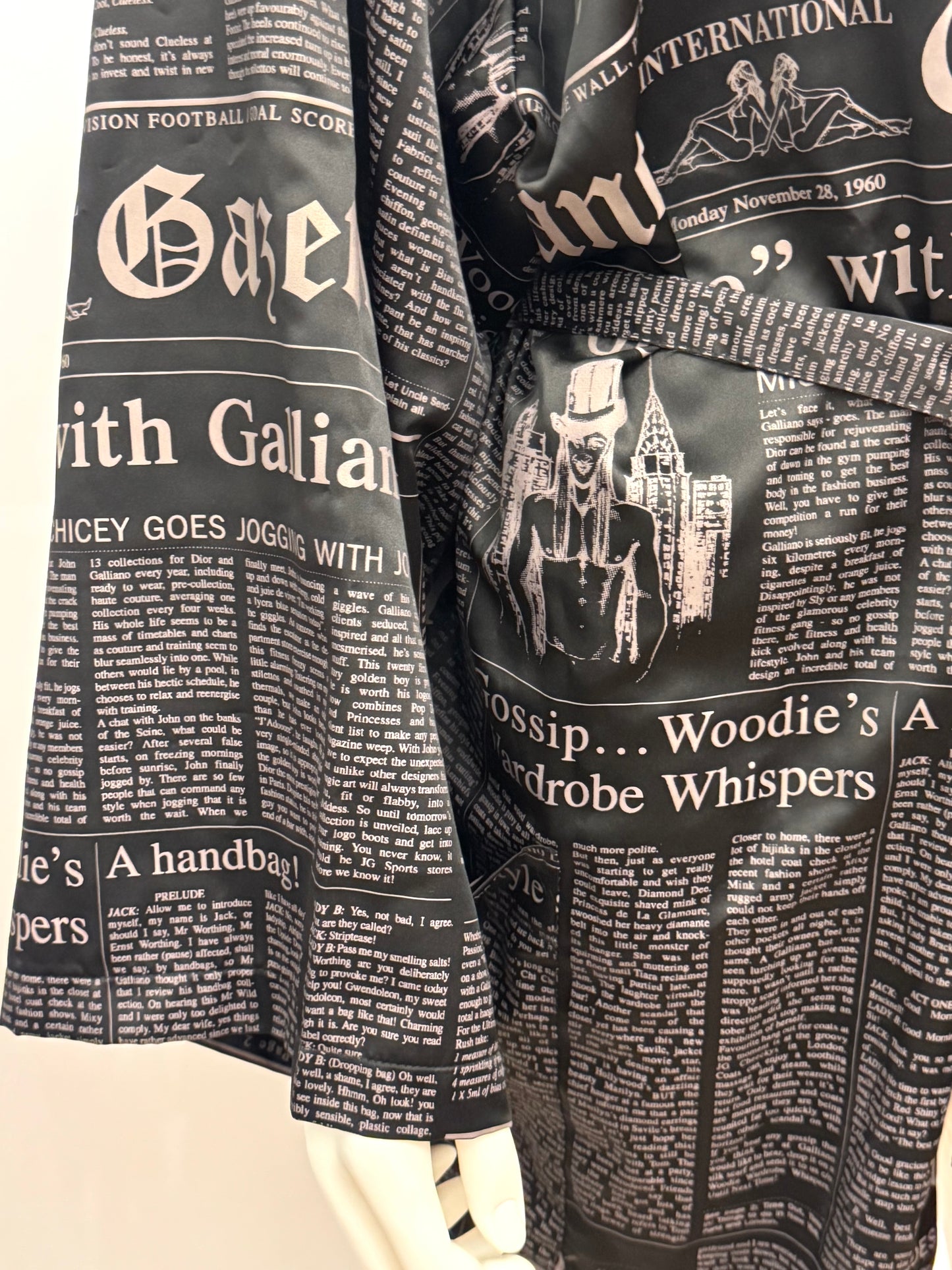 Iconic John Galliano "Gazette" Newspaper Print Kimono Robe with Original Box - Size M