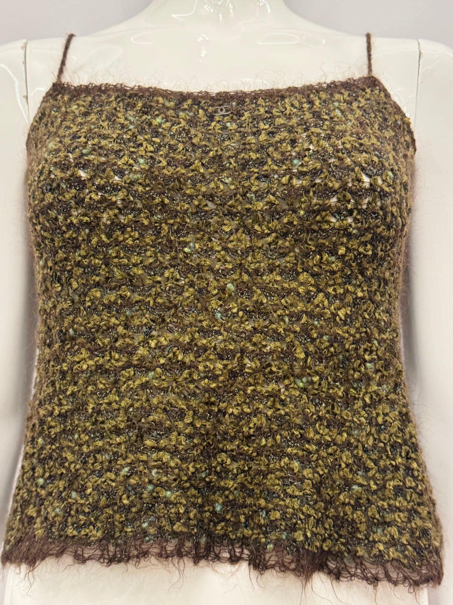 Rare Chanel Fall/Winter 1998 Mohair Bouclé knit Camisole Top - Karl Lagerfeld Archive Piece