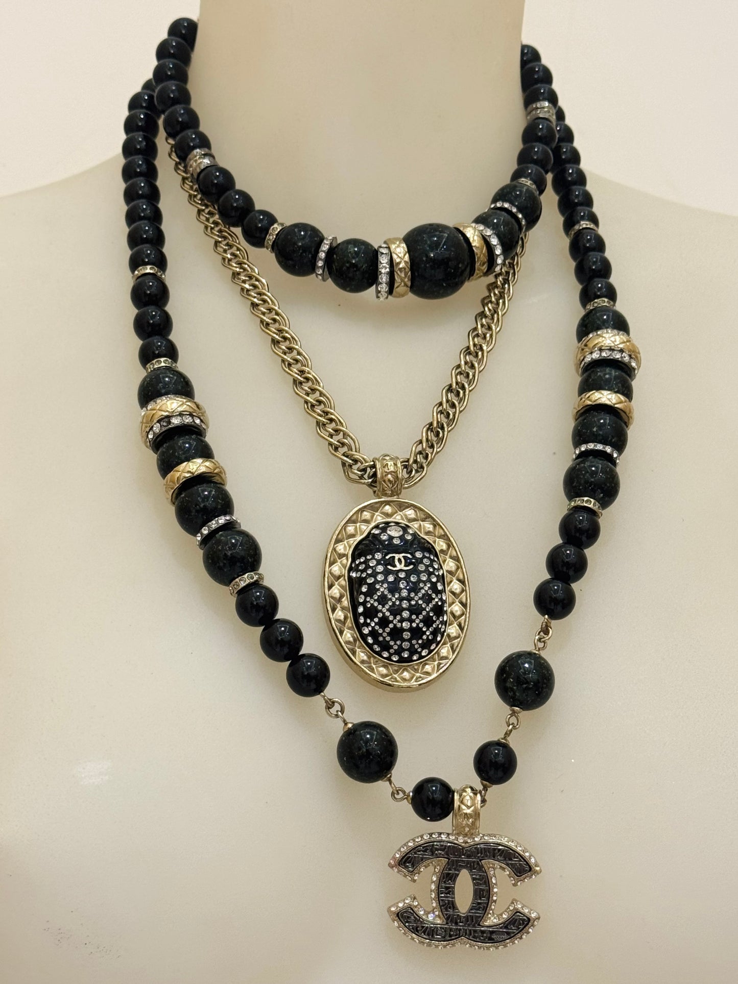 Museum-Worthy CHANEL Métiers d'Art Paris-New York 2019 Egyptian Scarab & Hieroglyph Layered Plastron Necklace from Karl Lagerfeld's Final Métiers d'Art Collection