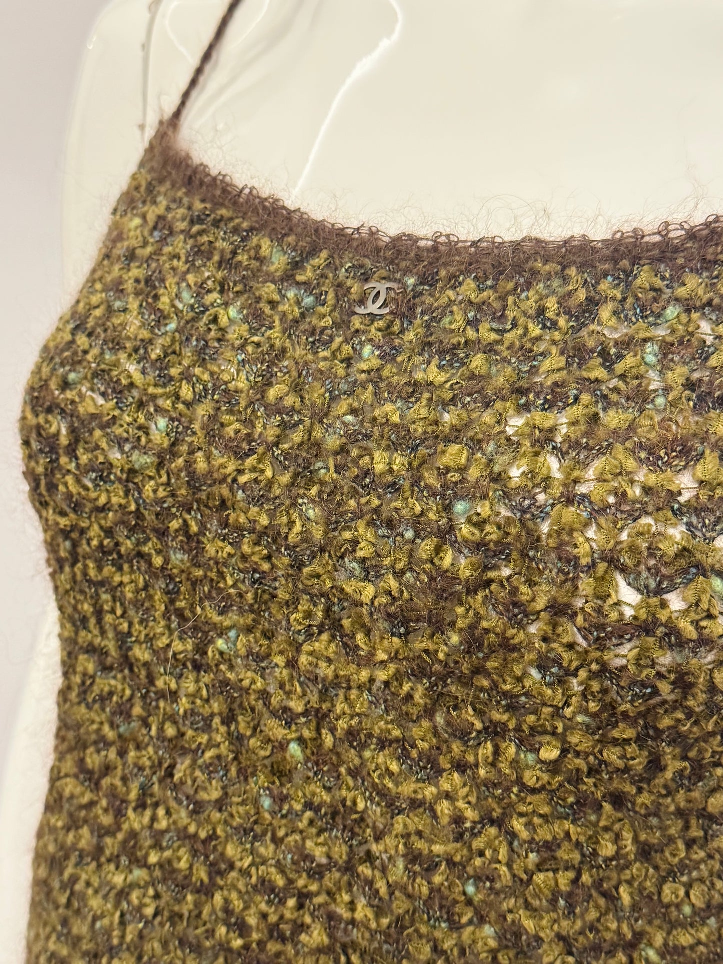 Rare Chanel Fall/Winter 1998 Mohair Bouclé knit Camisole Top - Karl Lagerfeld Archive Piece