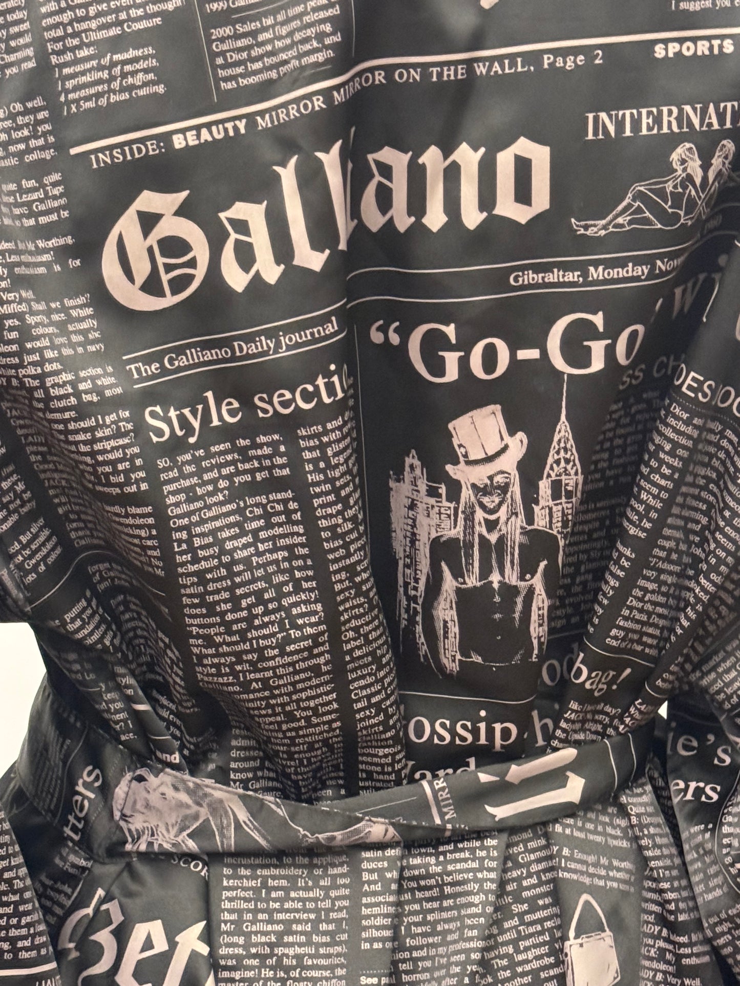 Iconic John Galliano "Gazette" Newspaper Print Kimono Robe with Original Box - Size M