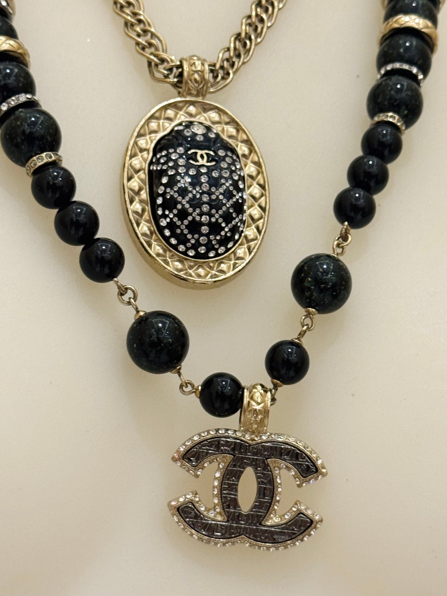 Museum-Worthy CHANEL Métiers d'Art Paris-New York 2019 Egyptian Scarab & Hieroglyph Layered Plastron Necklace from Karl Lagerfeld's Final Métiers d'Art Collection