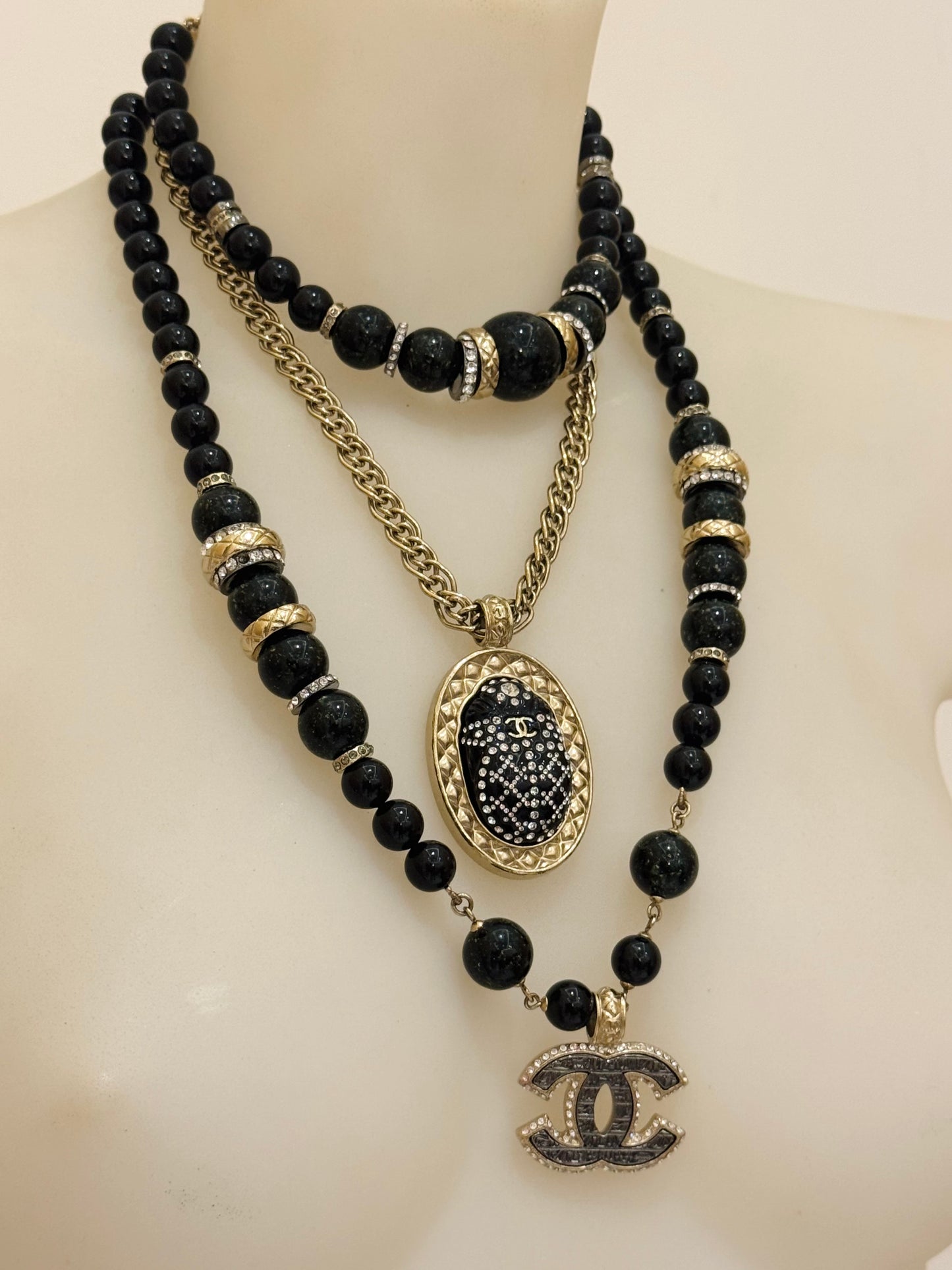 Museum-Worthy CHANEL Métiers d'Art Paris-New York 2019 Egyptian Scarab & Hieroglyph Layered Plastron Necklace from Karl Lagerfeld's Final Métiers d'Art Collection