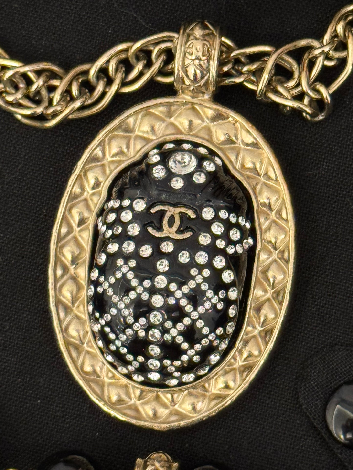 Museum-Worthy CHANEL Métiers d'Art Paris-New York 2019 Egyptian Scarab & Hieroglyph Layered Plastron Necklace from Karl Lagerfeld's Final Métiers d'Art Collection