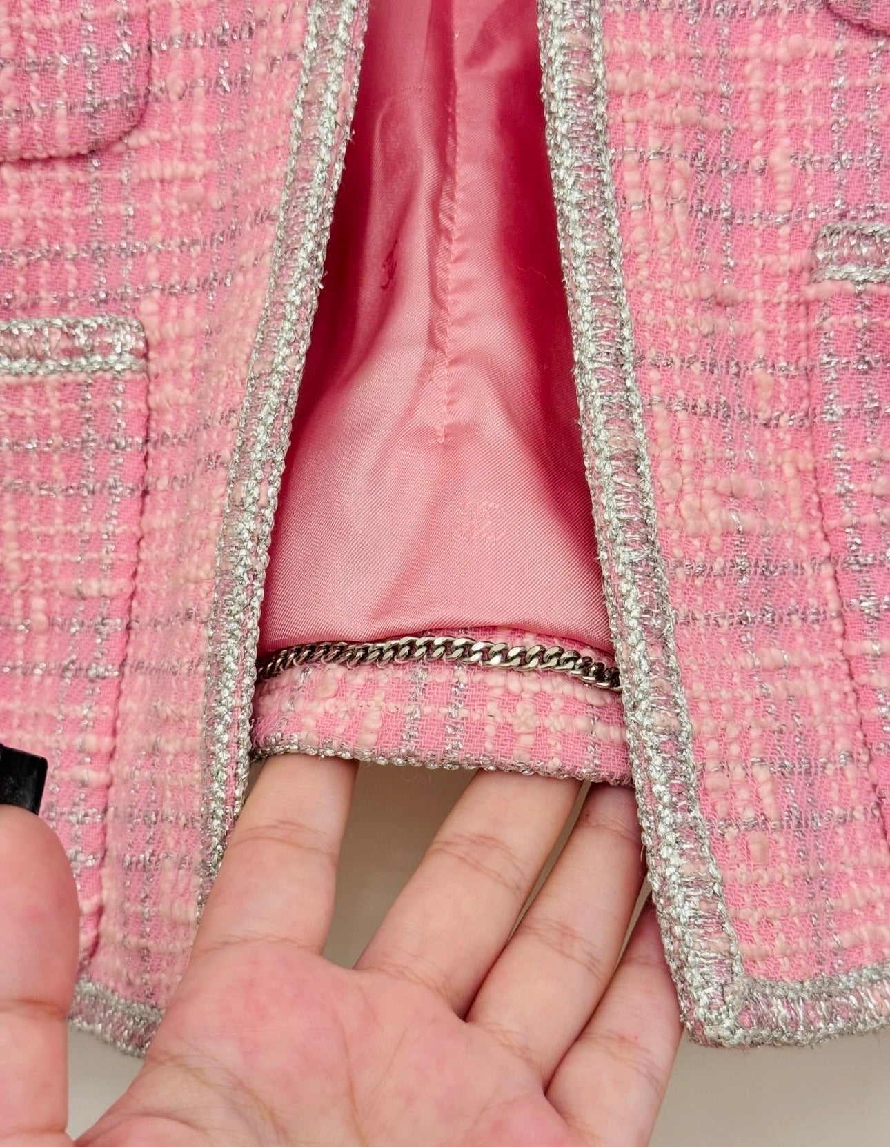 CHANEL Spring/ Summer 1997 Fantasy Tweed Sparkling Barbie Pink Jacket & Dress Ensemble - Never Worn - Karl Lagerfeld Archive