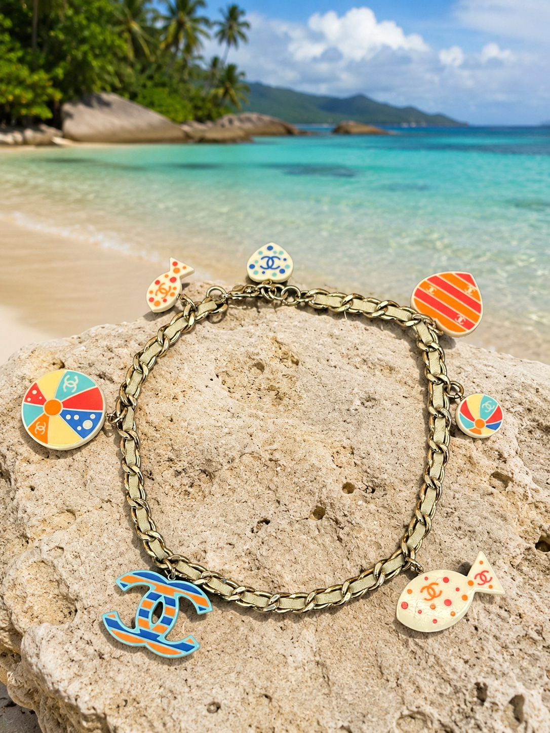 Rare CHANEL Cruise 2005 Beach Charms Resin CC Choker Necklace
