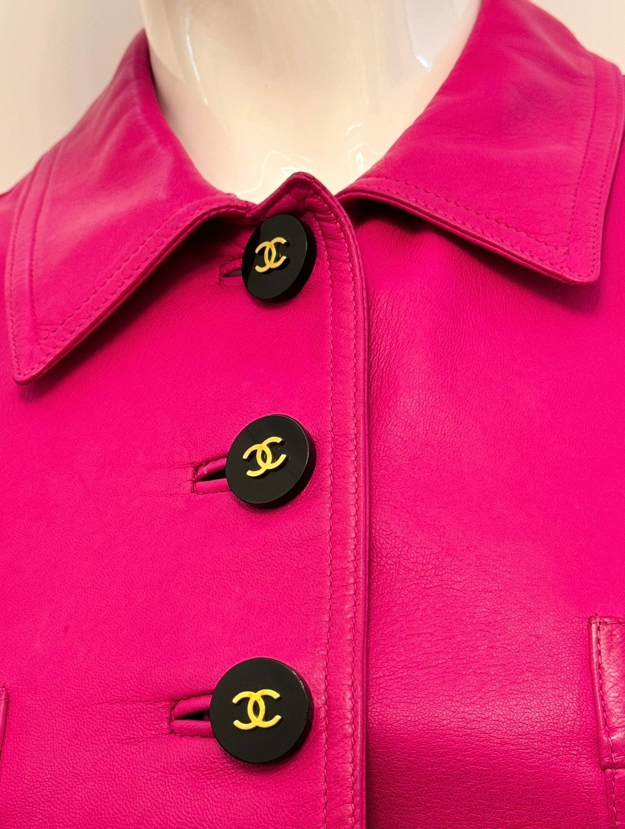 Museum-Worthy CHANEL Spring Summer 1995 Barbie Collection Pink Leather Vest by Karl Lagerfeld