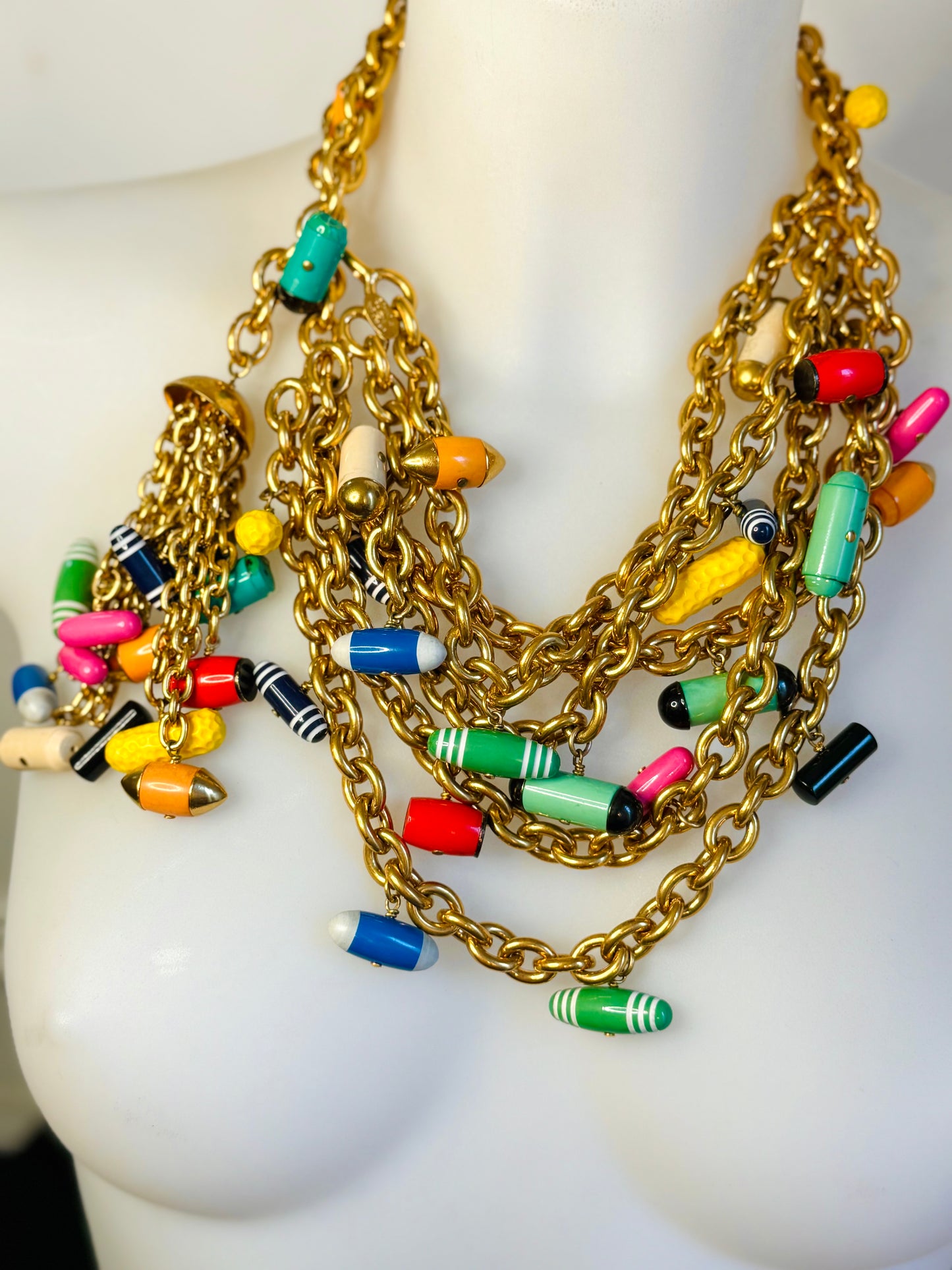 Museum-Worthy CHANEL Spring-Summer 1992 runway 24k gold plated Multicolor "Pill" Chain Belt