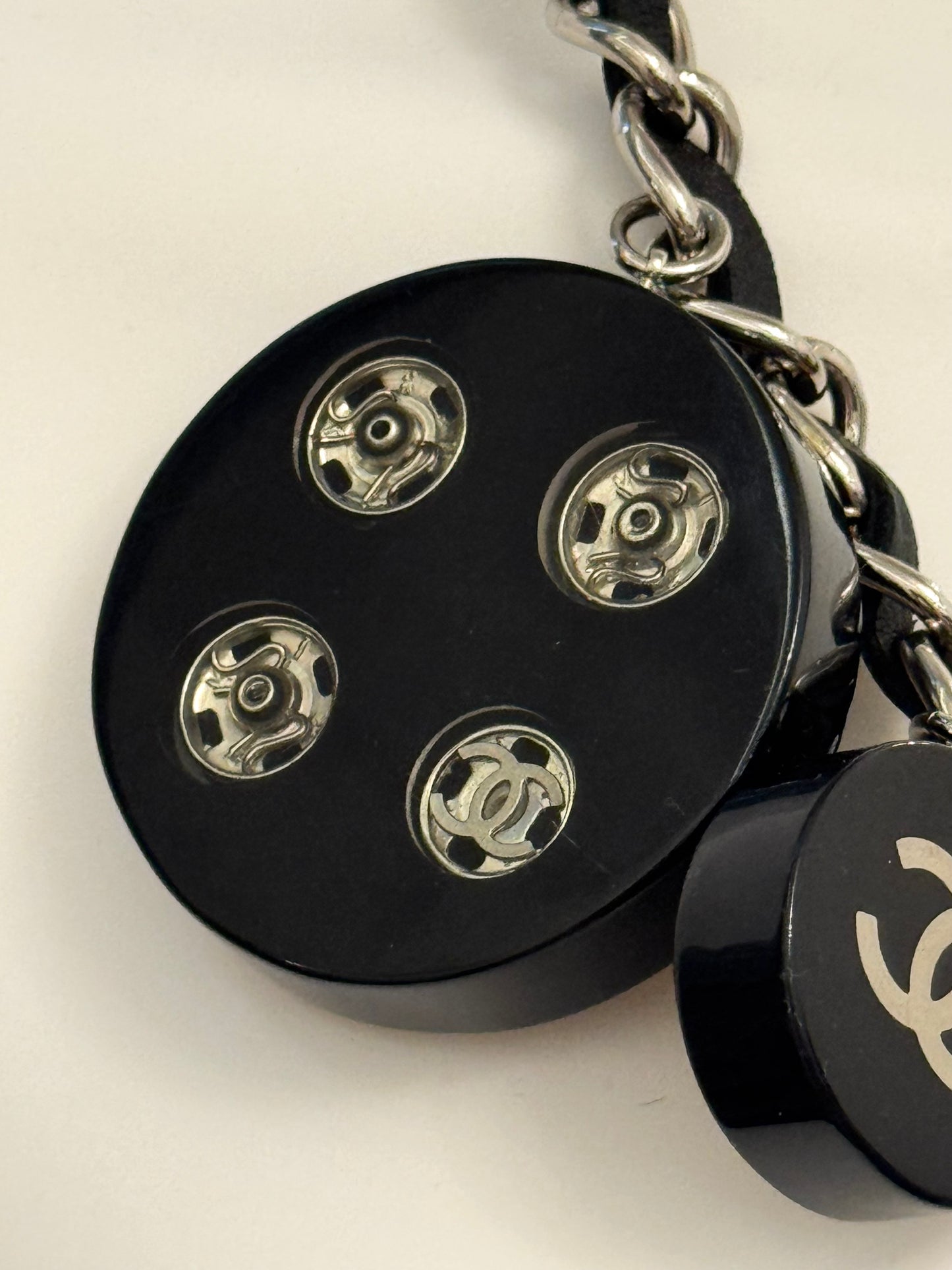 Chanel F/W 2003 Oversized Lucite Button & Snap Charm Chain Belt - Rare Collector Piece