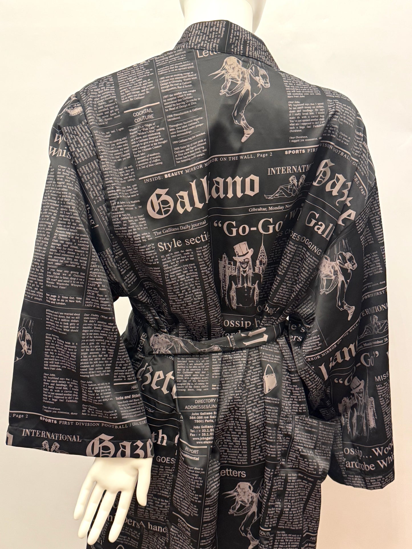 Iconic John Galliano "Gazette" Newspaper Print Kimono Robe with Original Box - Size M
