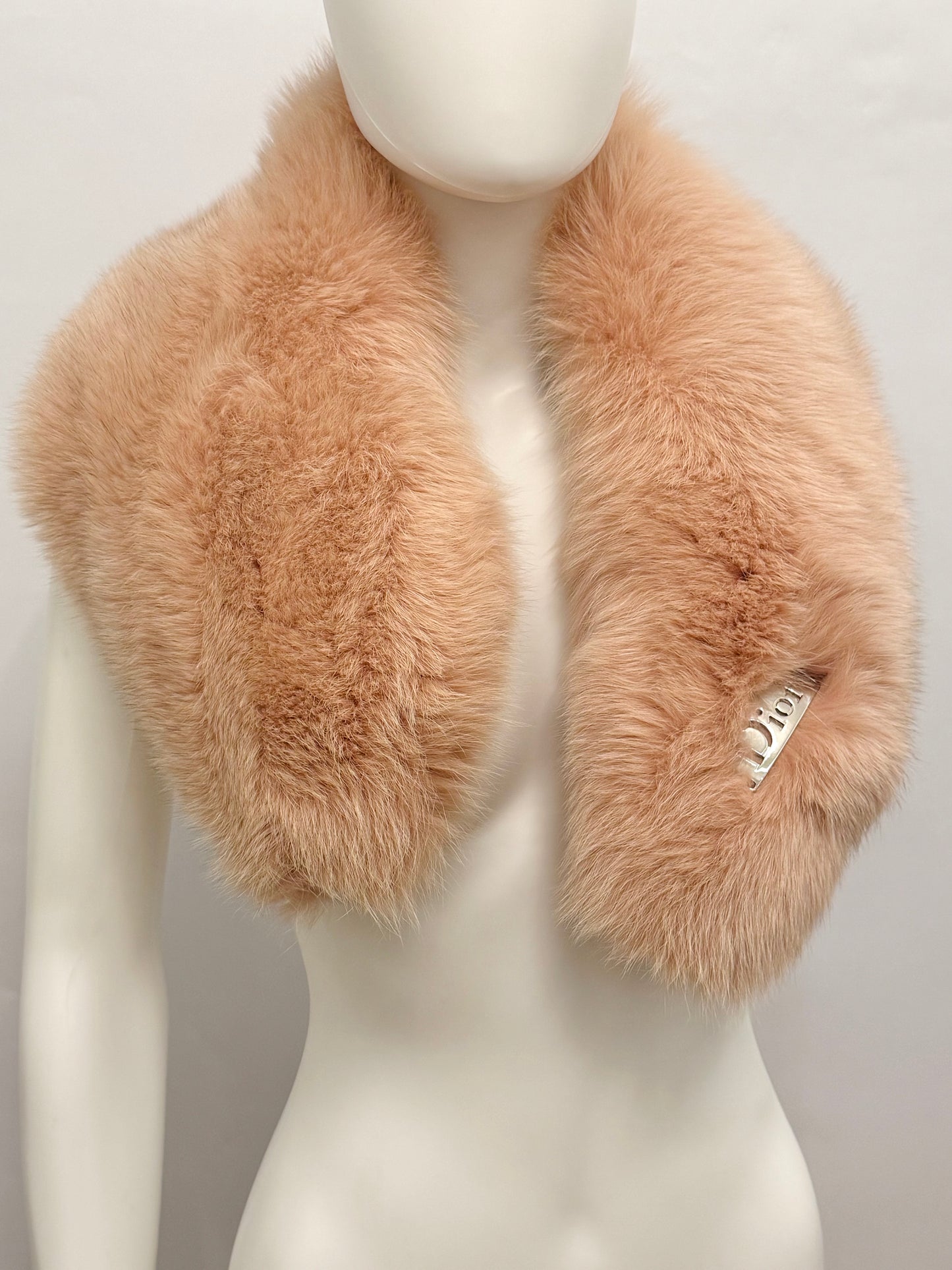 Christian Dior by John Galliano Fall 2004 Pink Fox Fur Collar with Leopard Silk Lining and Dior Logo Hardware