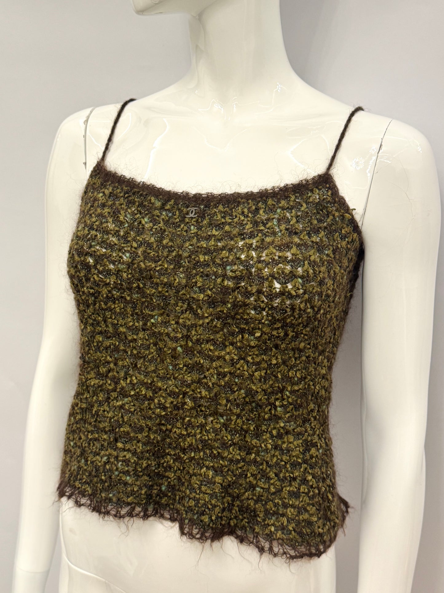 Rare Chanel Fall/Winter 1998 Mohair Bouclé knit Camisole Top - Karl Lagerfeld Archive Piece