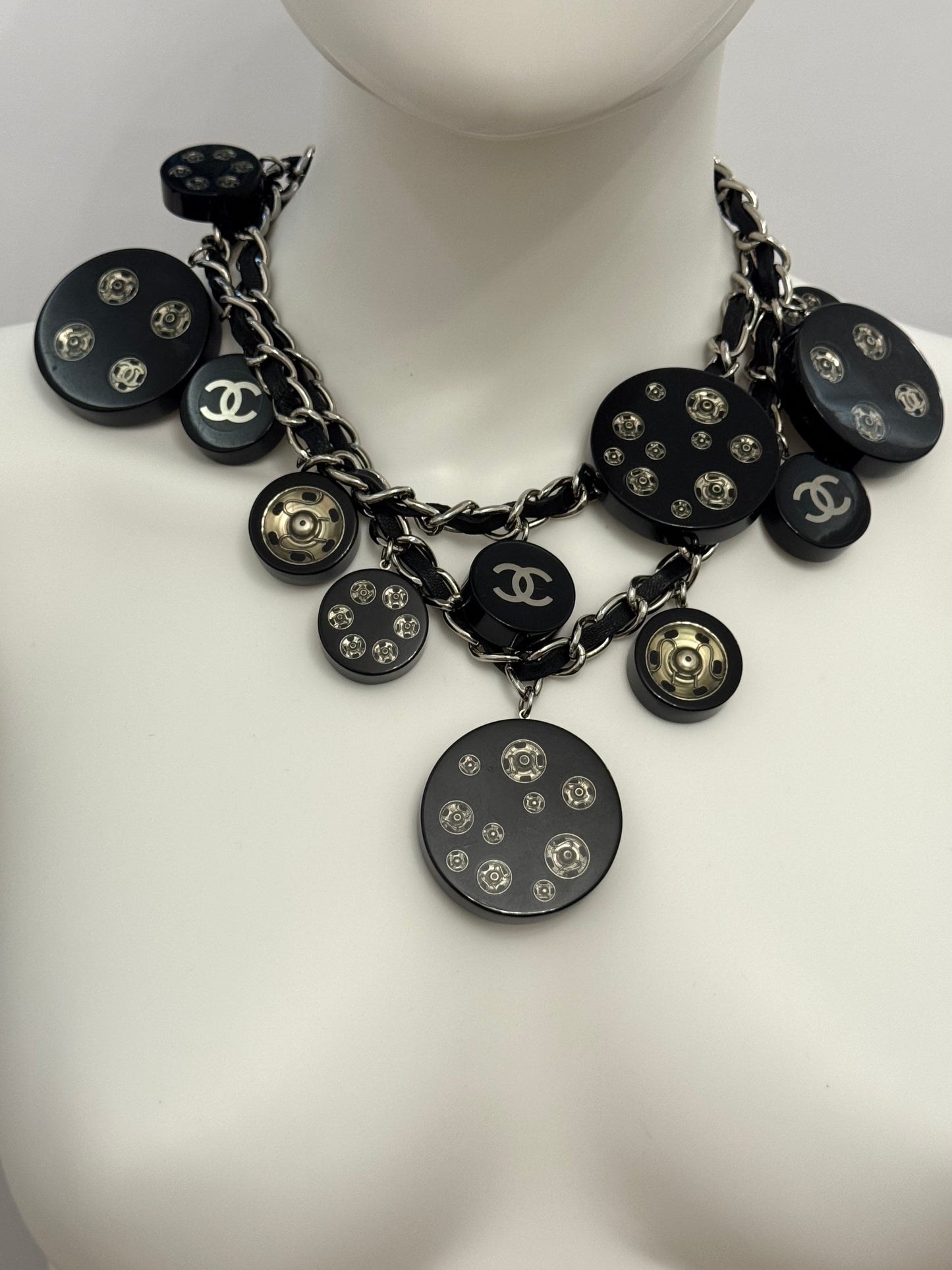 Chanel F/W 2003 Oversized Lucite Button & Snap Charm Chain Belt - Rare Collector Piece