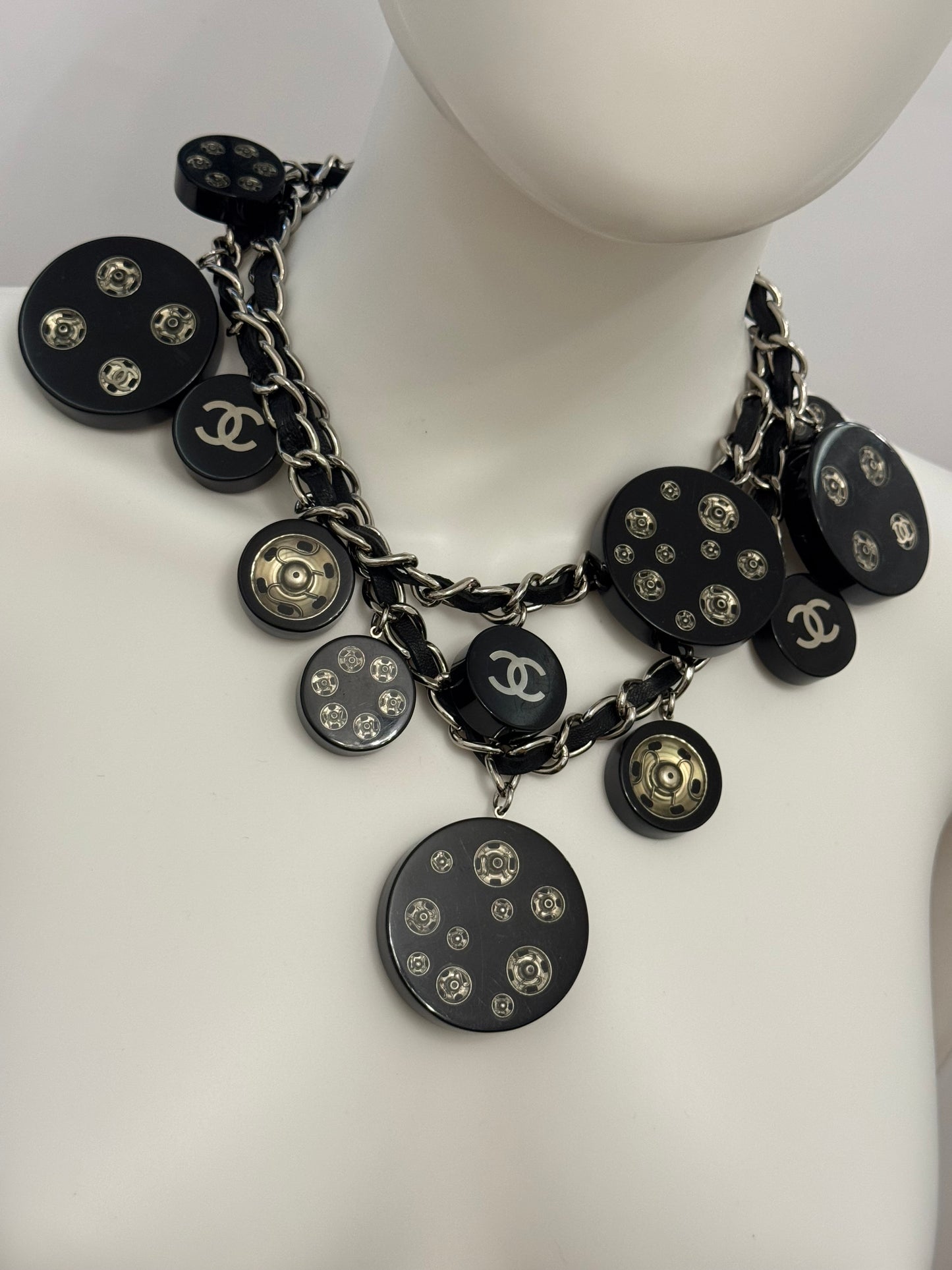 Chanel F/W 2003 Oversized Lucite Button & Snap Charm Chain Belt - Rare Collector Piece
