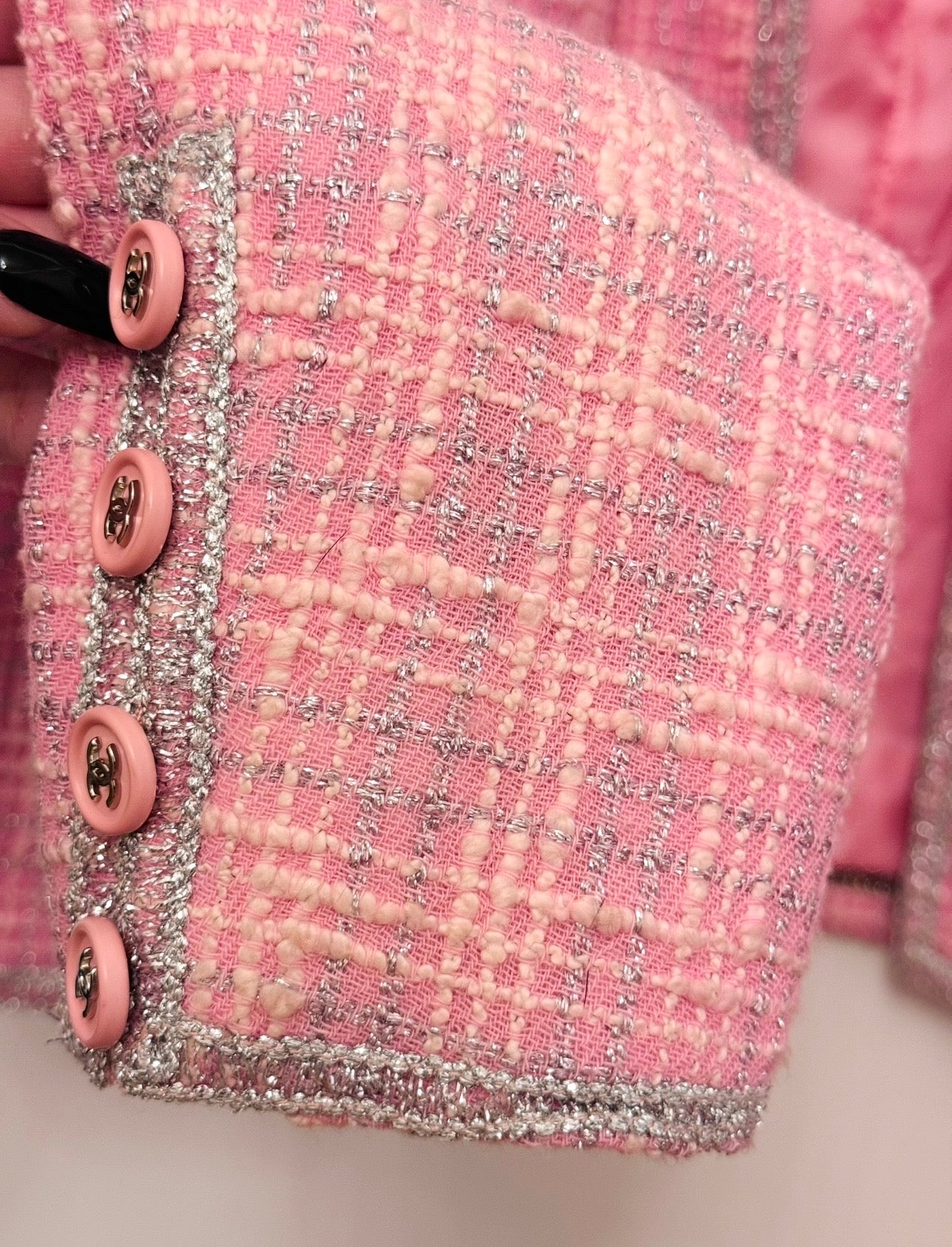 CHANEL Spring/ Summer 1997 Fantasy Tweed Sparkling Barbie Pink Jacket & Dress Ensemble - Never Worn - Karl Lagerfeld Archive
