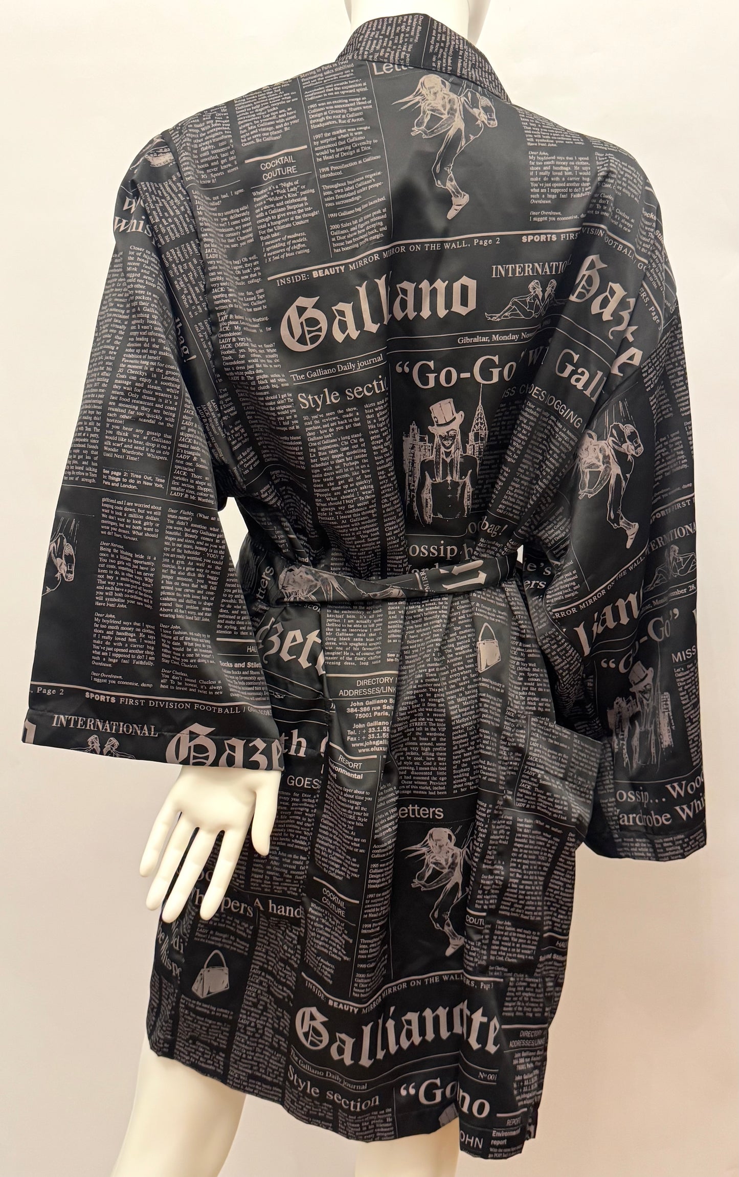 Iconic John Galliano "Gazette" Newspaper Print Kimono Robe with Original Box - Size M