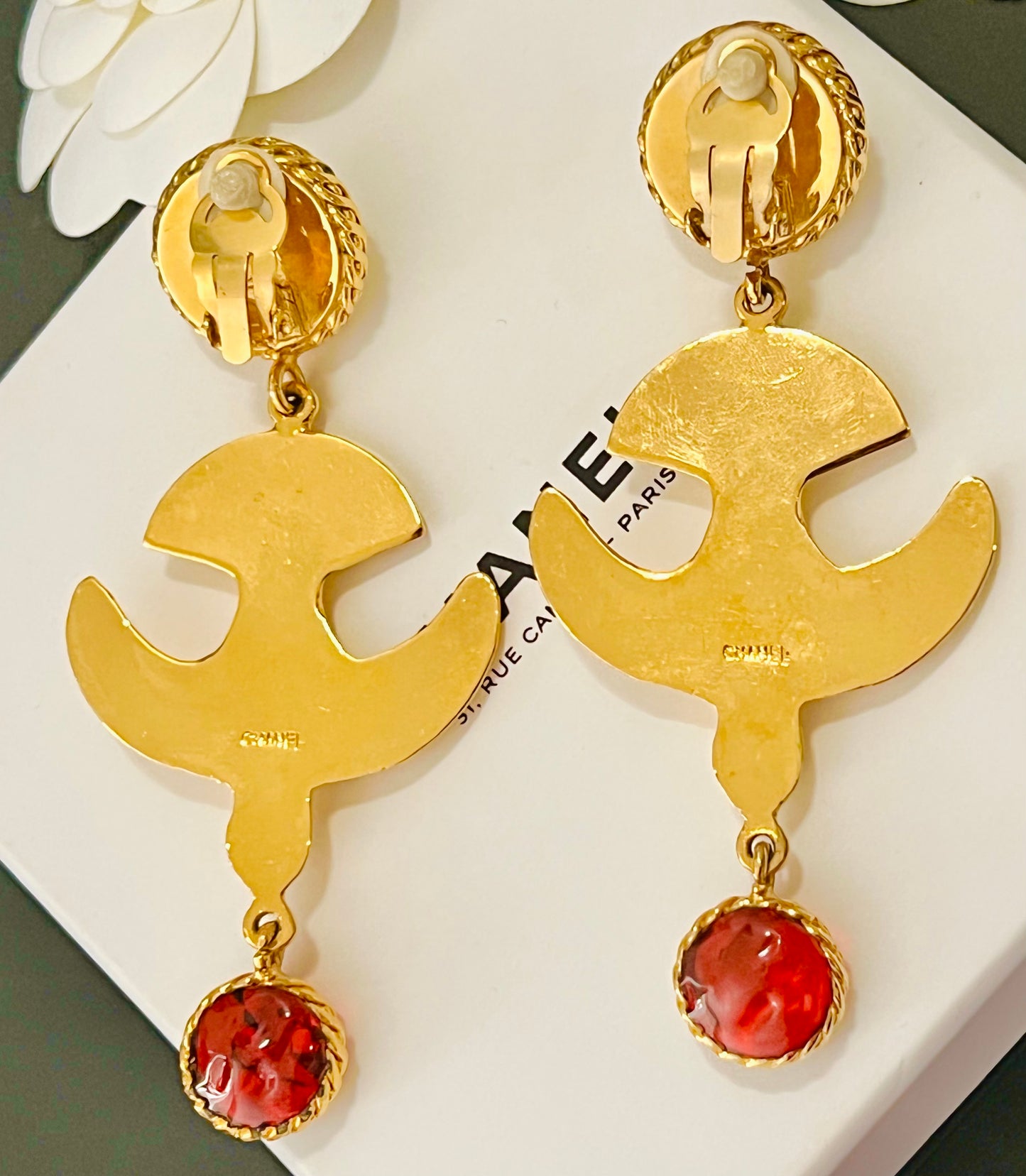 Museum-Worthy CHANEL 1970s Stylized Dove Bird Gripoix Drop Earrings - Rare Haute Couture Collector's Archive Piece