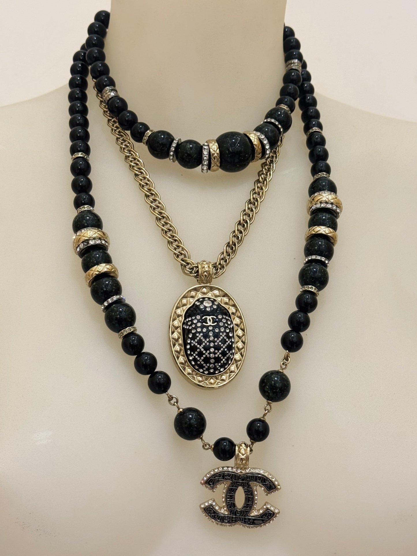 Museum-Worthy CHANEL Métiers d'Art Paris-New York 2019 Egyptian Scarab & Hieroglyph Layered Plastron Necklace from Karl Lagerfeld's Final Métiers d'Art Collection